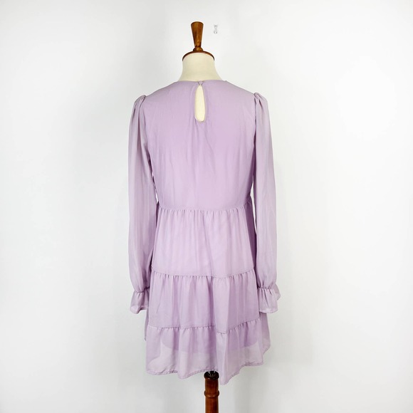 Altar'd State lavender purple long sleeve chiffon dress size Medium - Picture 2 of 7